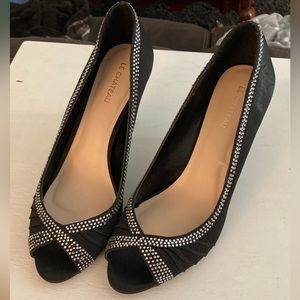 Black Le Chateau Peep Toe Pumps